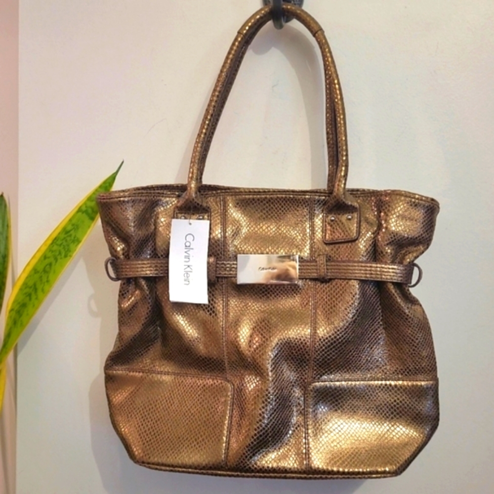 Calvin Klein Bronze Leather Shopper